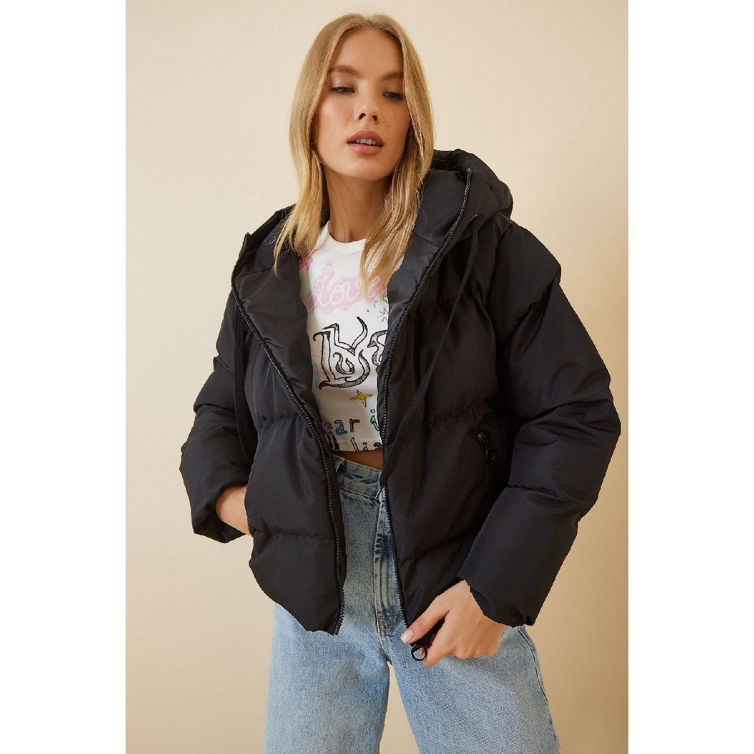 

Hooded Puffer Jacket Black Lrv0048 36 кремовый