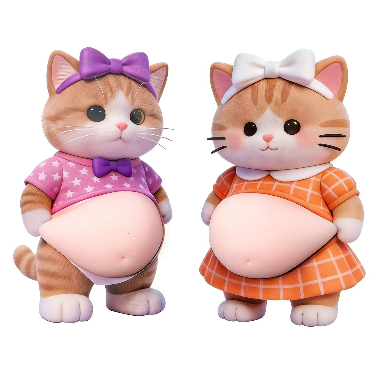 

2026 3D Cartoon Cat Shiba Inu Squishy Belly Car Bumper Anti Collision Stickers Kawaii Decor For Refrigerator Decompression toys