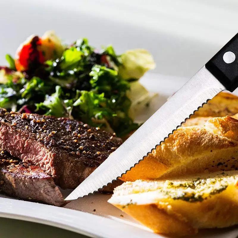6/12Pcs-Set Steak Knives Cutlery Stainless Steel Sharp Serrated Dinner Knives Dishwasher Safe for Meat Bread Kitchen Knife