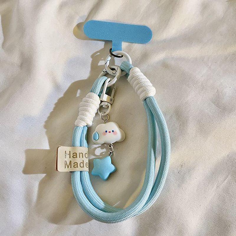 Colourful Mobile Phone Strap Short Wrist Strap Clouds Star Charm Keychain Camera Chain Lanyard Universal Phone Case Lanyard