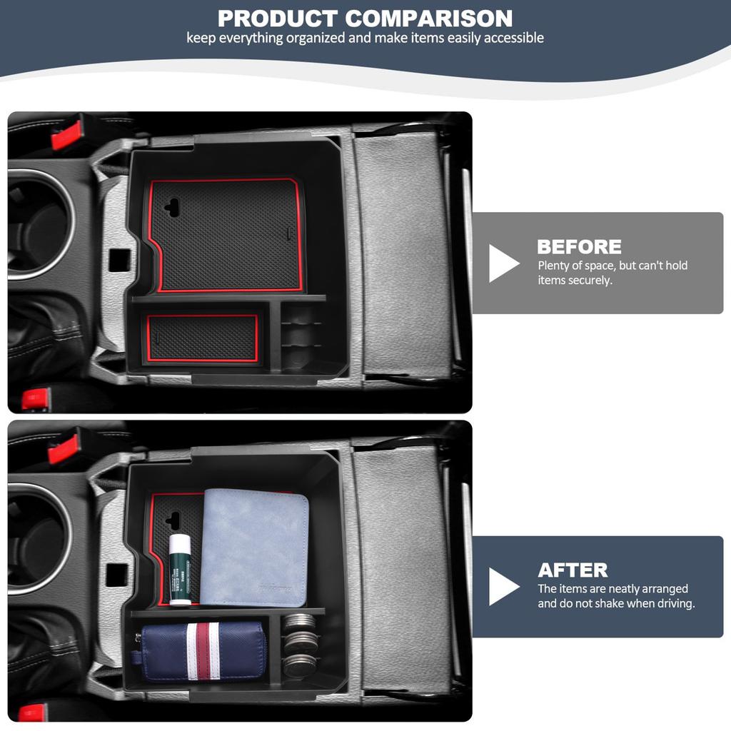 Car Box for 2025 Ford Ranger Armrest Storage Accessories Insert Tray Center Console Organizer (Mechanical Handbrake Version)