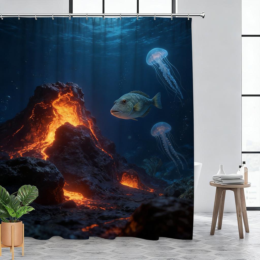 Vibrant Underwater Coral Reef with Sea Turtle & Clownfish Waterproof Shower Curtain for Bathroom Decor