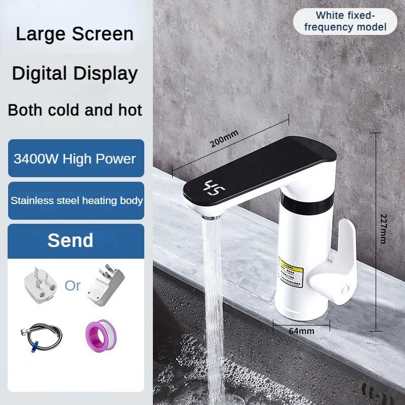 

3400W Stainless Steel Instant Heating Faucet Cold and Hot Dual-purpose Ceramic Valve Core Faucet in The Bathroom Digital Display Electric Faucet