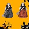 Haunting Halloween Decorative Witch Broom Personalized Fabric and Wood Witch Broom Sculpture for Halloween Celebration