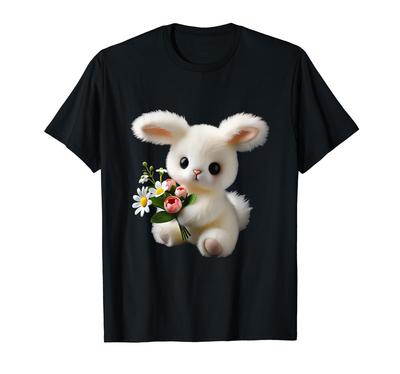 Adorable Cute Easter Bunny In Flower Shape. Mania. T-shirt