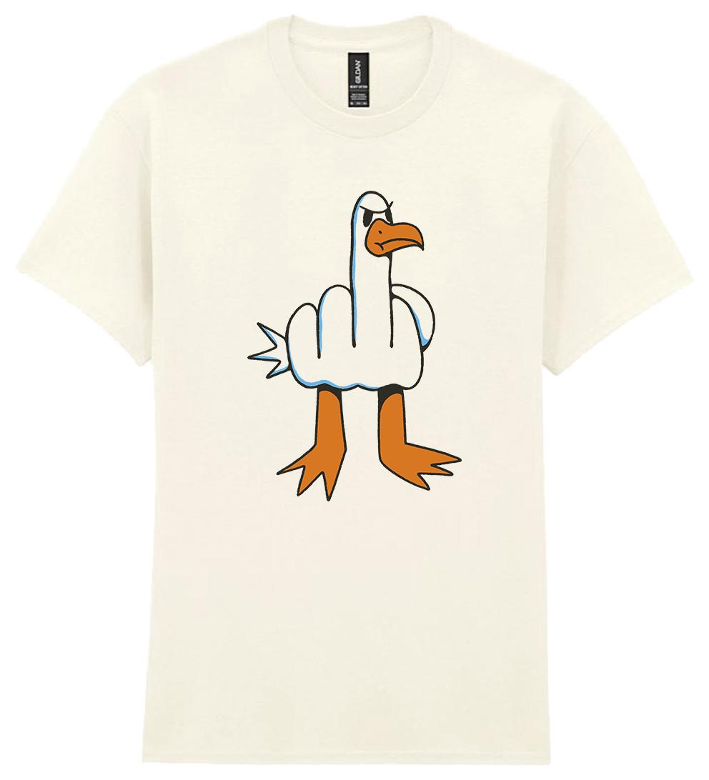 Middle Finger Seagull T-Shirt Mens Womens Tees Top Rude Funny Joke Gift Unisex Mens Womens Party S