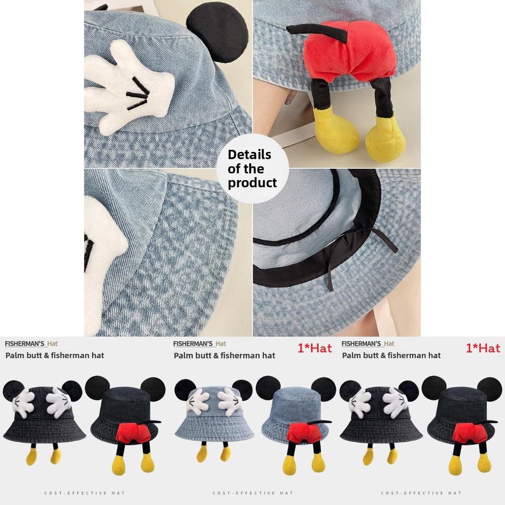 Mickey Mouse Denim Bucket Hat With Breathable Uv Protection For Summer Fashion Accessories