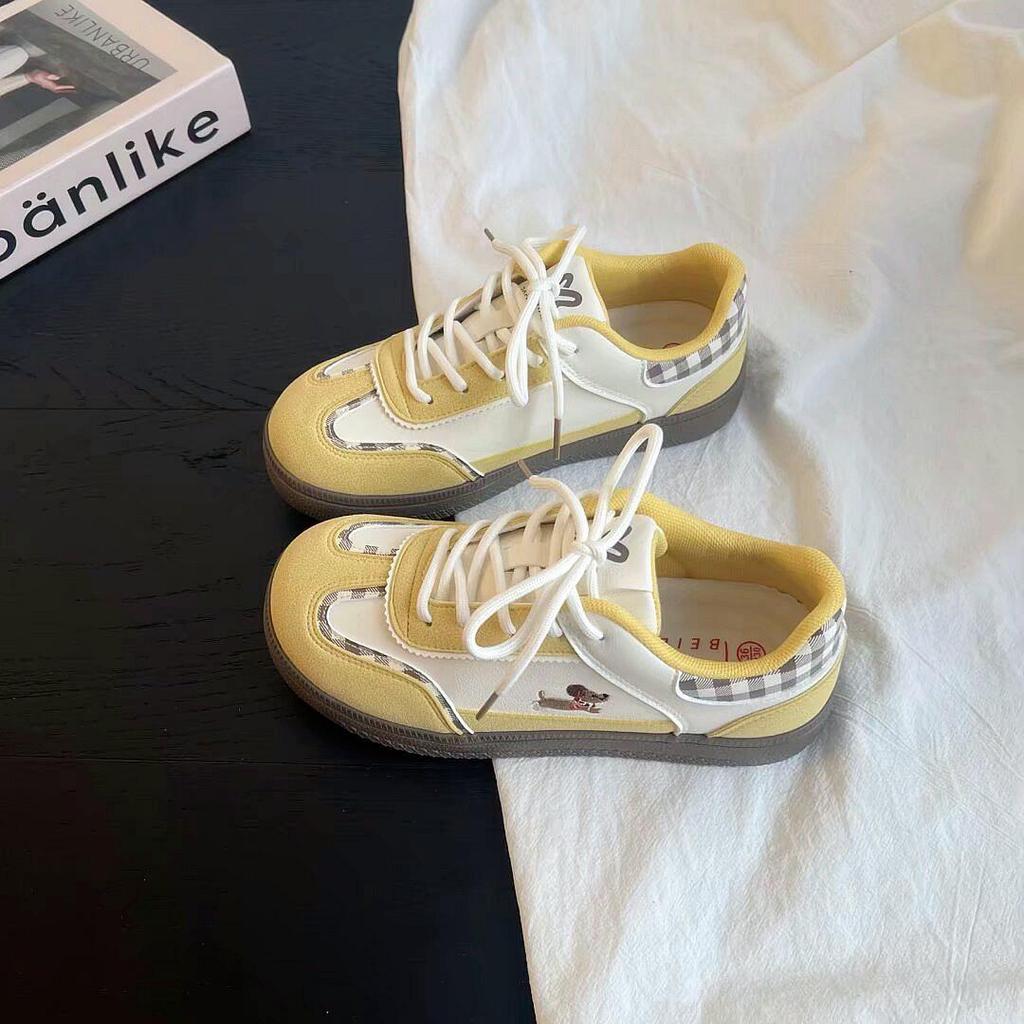 Chic Autumn 2025 Women's Thick-Soled German Puppy Print Canvas Shoes: Versatile Casual Sneakers