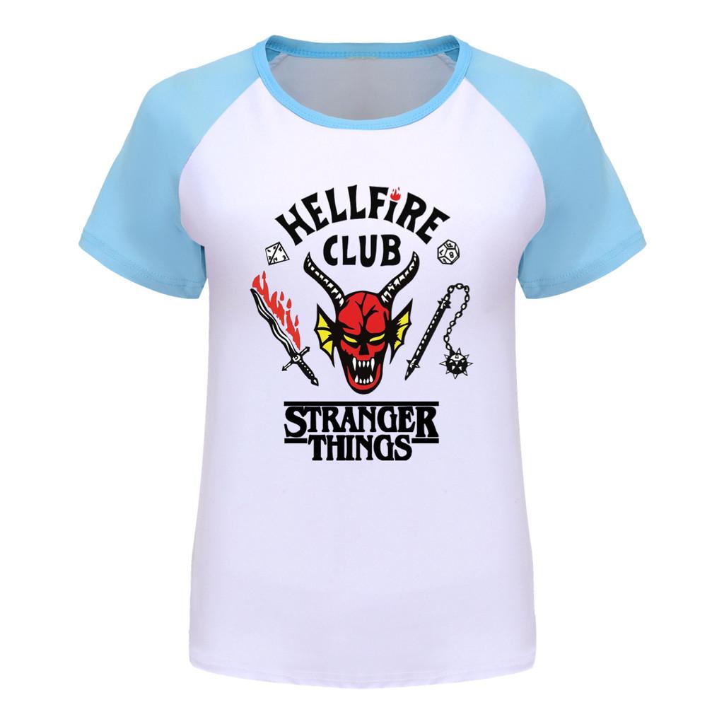 5253 Kids Boys Girls Stranger Print Raglan Short Sleeves T-Shirt