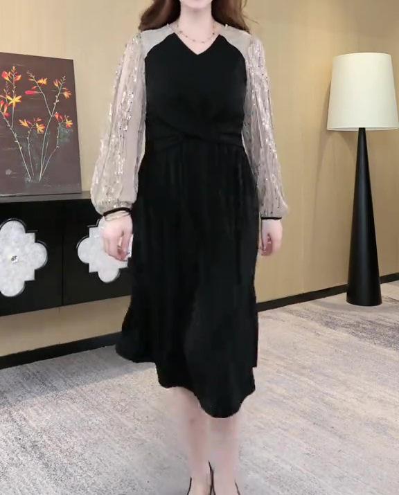 Vestido Lantejoulas Celebridade Primavera Tamanho Grande Emagrecimento - Moda Feminina de Luxo