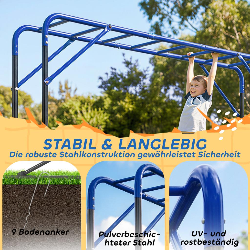 Klätterställning Utomhusklipptorn med Gymstång Pull-up-stång för Barn 3-8 År upp till 150 kg 250x190x180 cm Svart