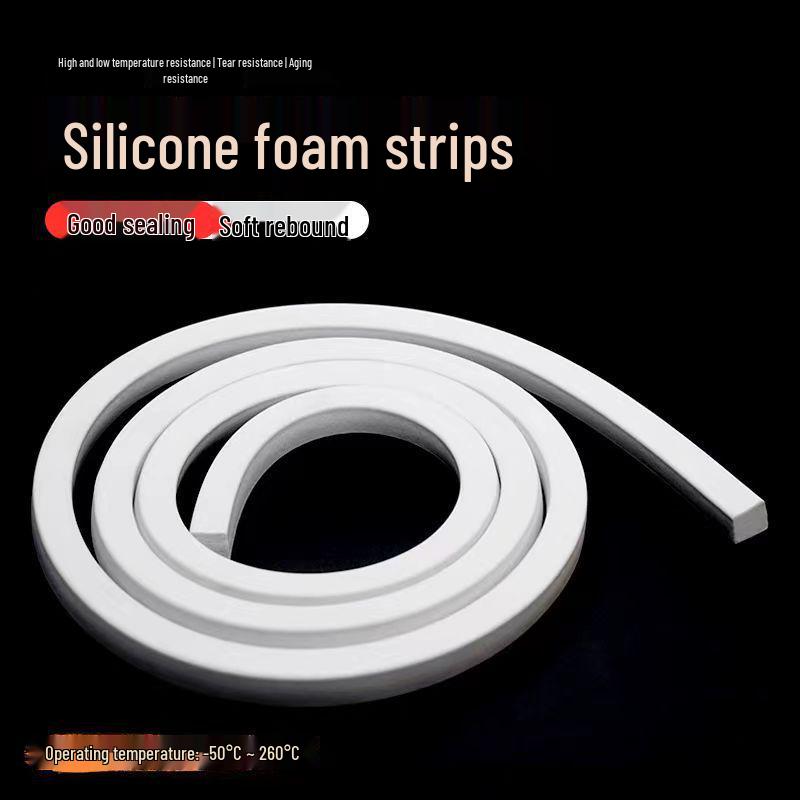 Silikonschaum Hochtemperatur-beständig EVA Frostschutz Elastischer Dichtungs-Schwammstreifen mit Klebstoff, Weiß.