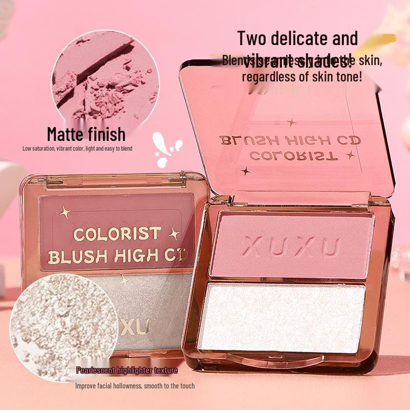 XUXU Colorism Highlighter & Blush Palette: Matte Brightening Multi-use Face Palette for Women.