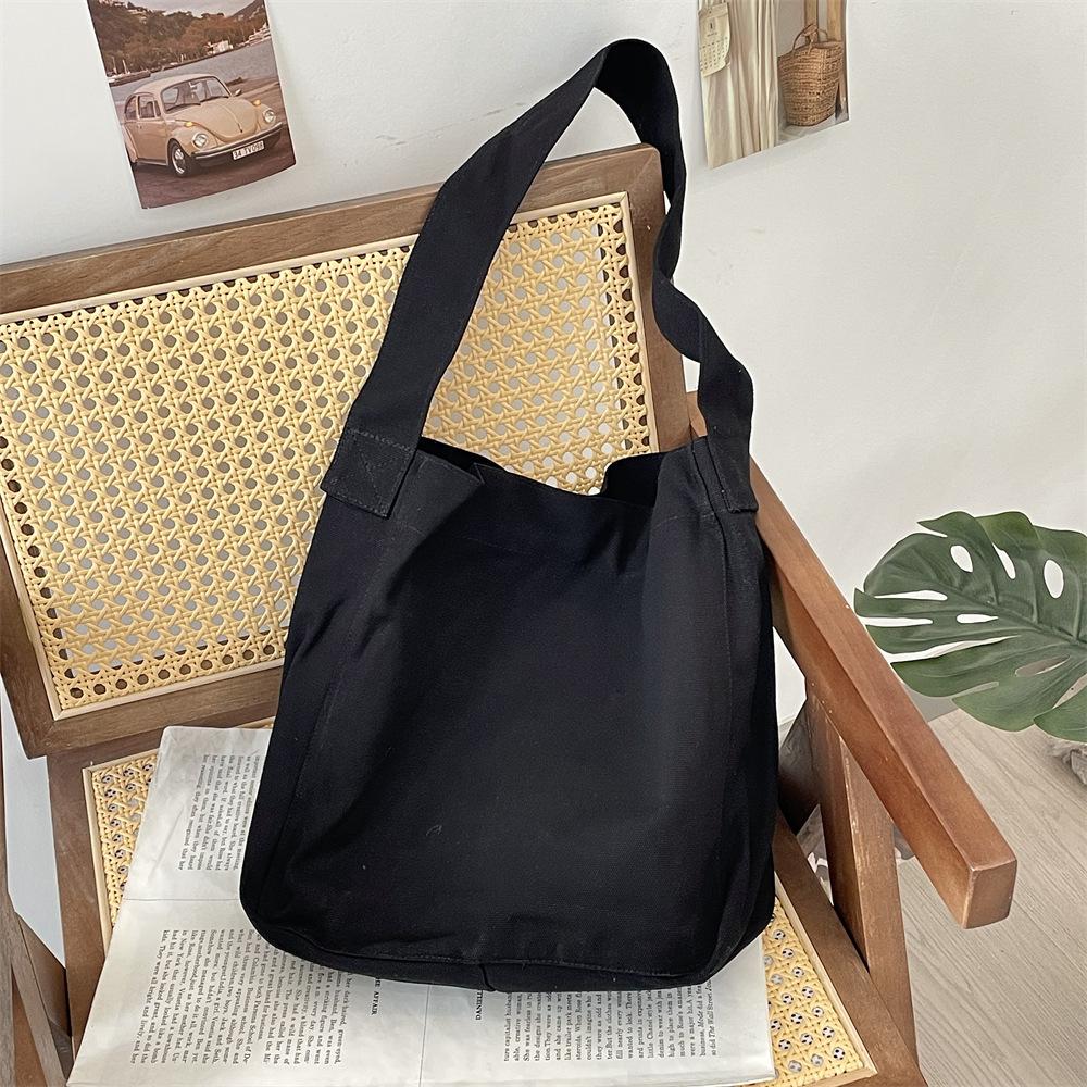 Y Solid Color Large-capacity Canvas Bag Large-capacity Shoulder Bag Shopping Bag Versatile Leisure Bag Women