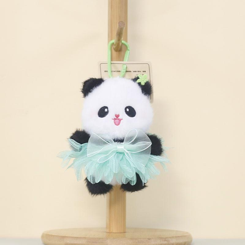 Panda Plush Keychain With Cartoon Milk Bottle And Colored Bow For Kids And Collectors