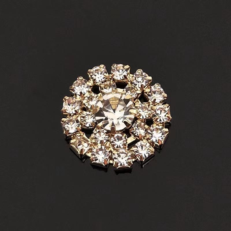 10PCS Handmade Vintage Metal Decorative Buttons Crystal Pearl Flower Center Alloy Flatback Rhinestone Buttons Craft Supplies