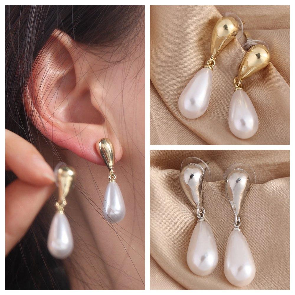 New Chinese Baroque Water Drop Pearl Earrings Fashion Pearl Ear Stud Pearl Stud Earrings  Female