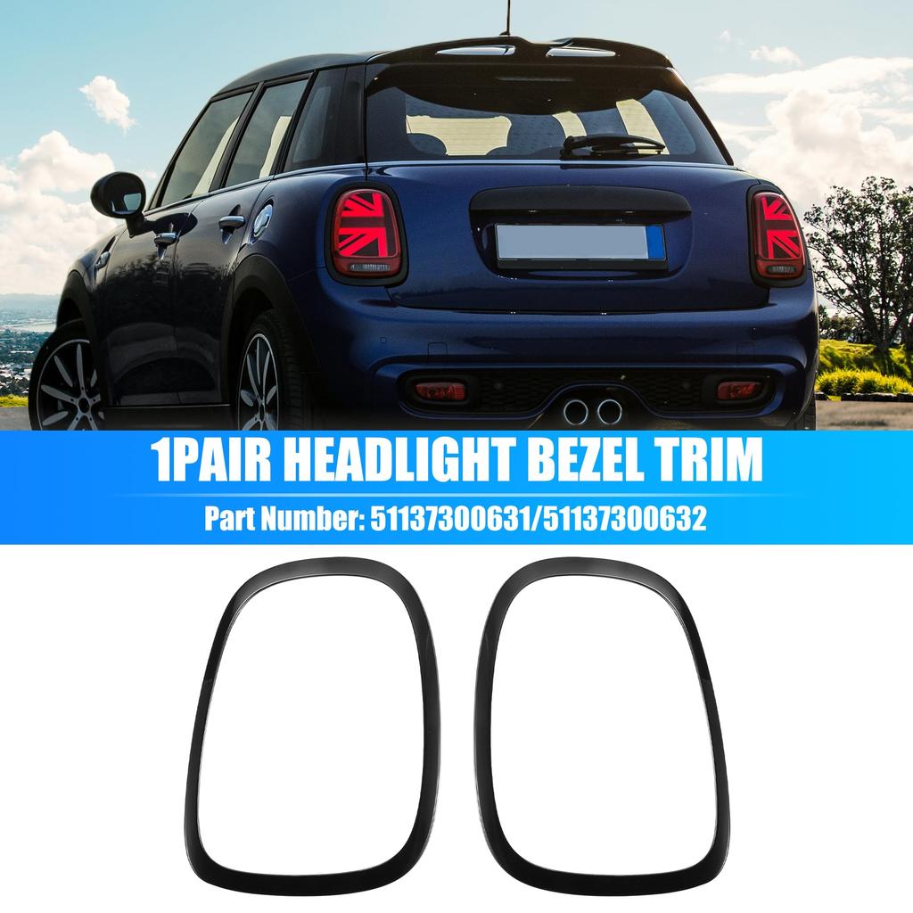 X AUTOHAUX Headlight Rings and Taillight Surround Trims for MINI Cooper F57 Part and 51137300632 F55, F56, (2014-2019, 2020-2021) - Numbers