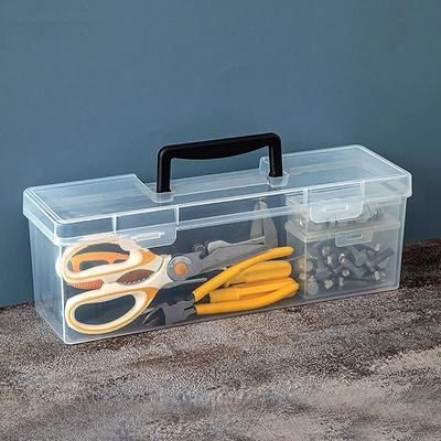 Tragbarer Werkzeugkasten aus Kunststoff, transparente Aufbewahrungsbox für Werkzeuge, Haushaltswerkzeugkasten, Teilebox