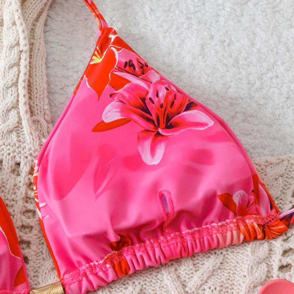 Sexy rückenfreier Träger-Bikini für Damen - Unifarbene europäische & amerikanische Bademode