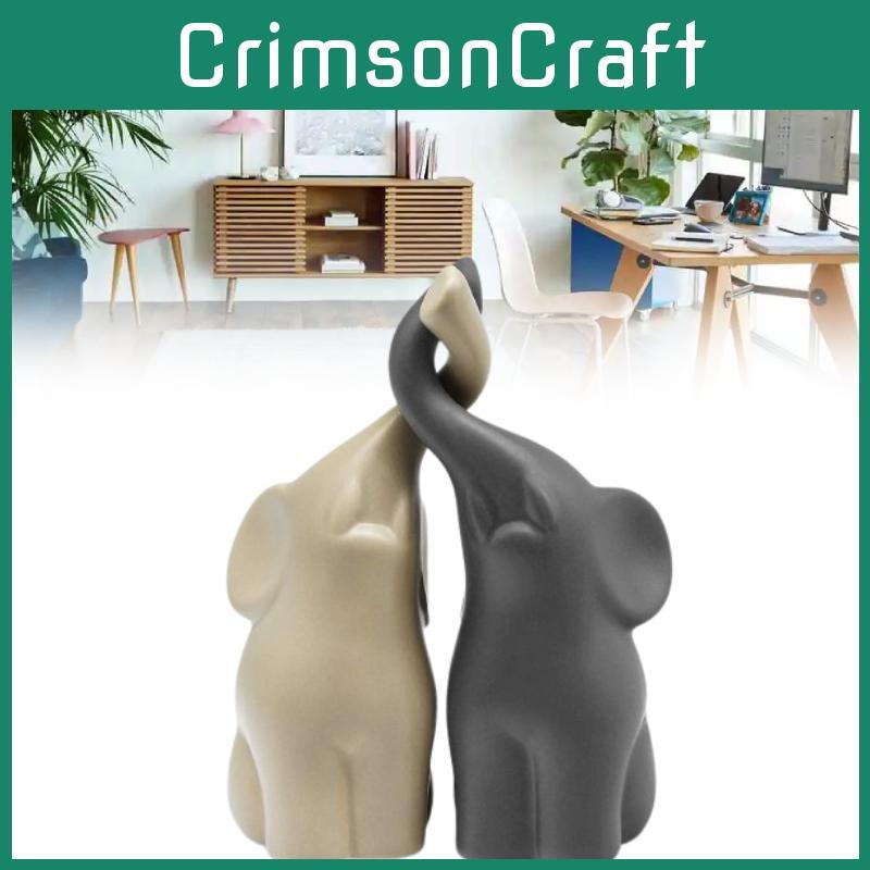 Of Pair A Beige Grey Elephants Animal Handicrafts Living Room Decoration Gift