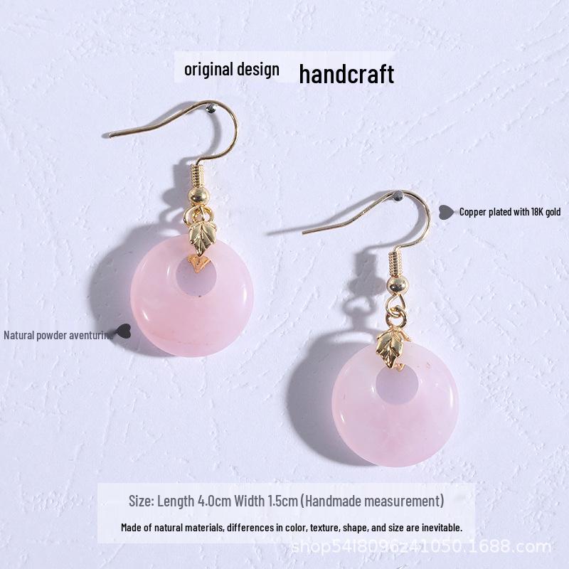 Aventurine Chalcedony Peace Buckle Dangle Earrings - Elegant New Chinese Style Court Design