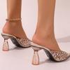 Fashion Fashion Sequins Peep Toe Slippers Woman Summer Open Toe Transparent Heels Sandals Female New Non Slip Thick Heel Slides Mujer