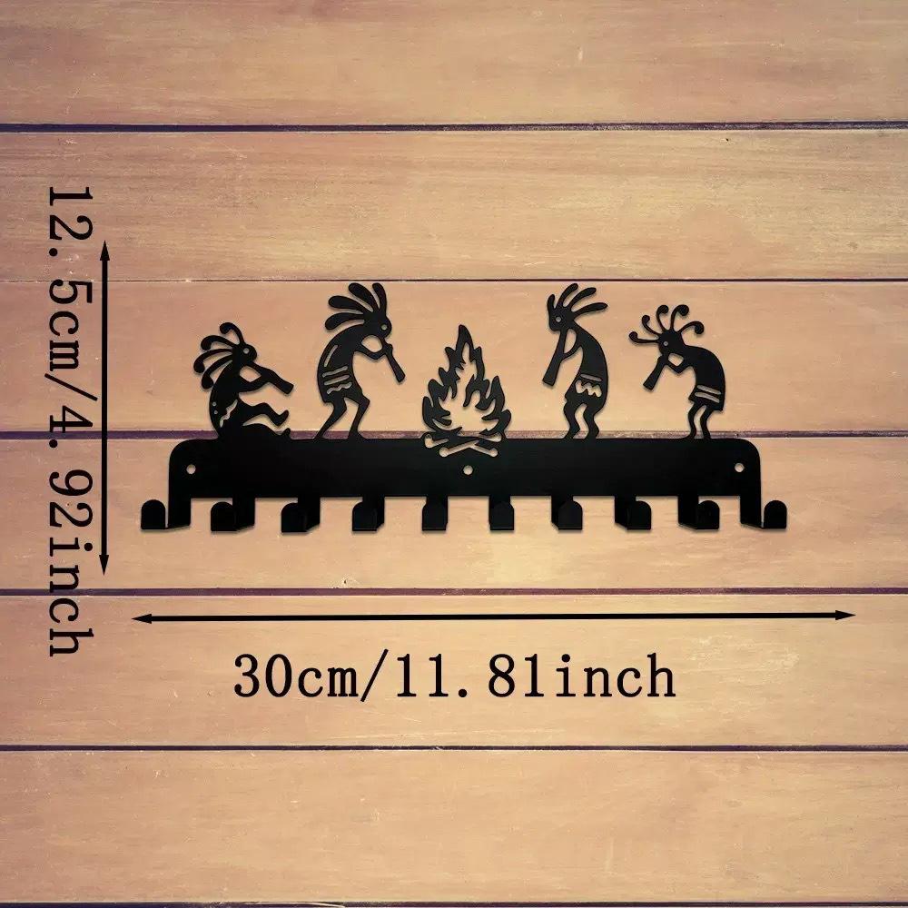 Metal Letter Key Storage Hook Rack - Decorative Wall-Mounted Silhouette for Bedroom