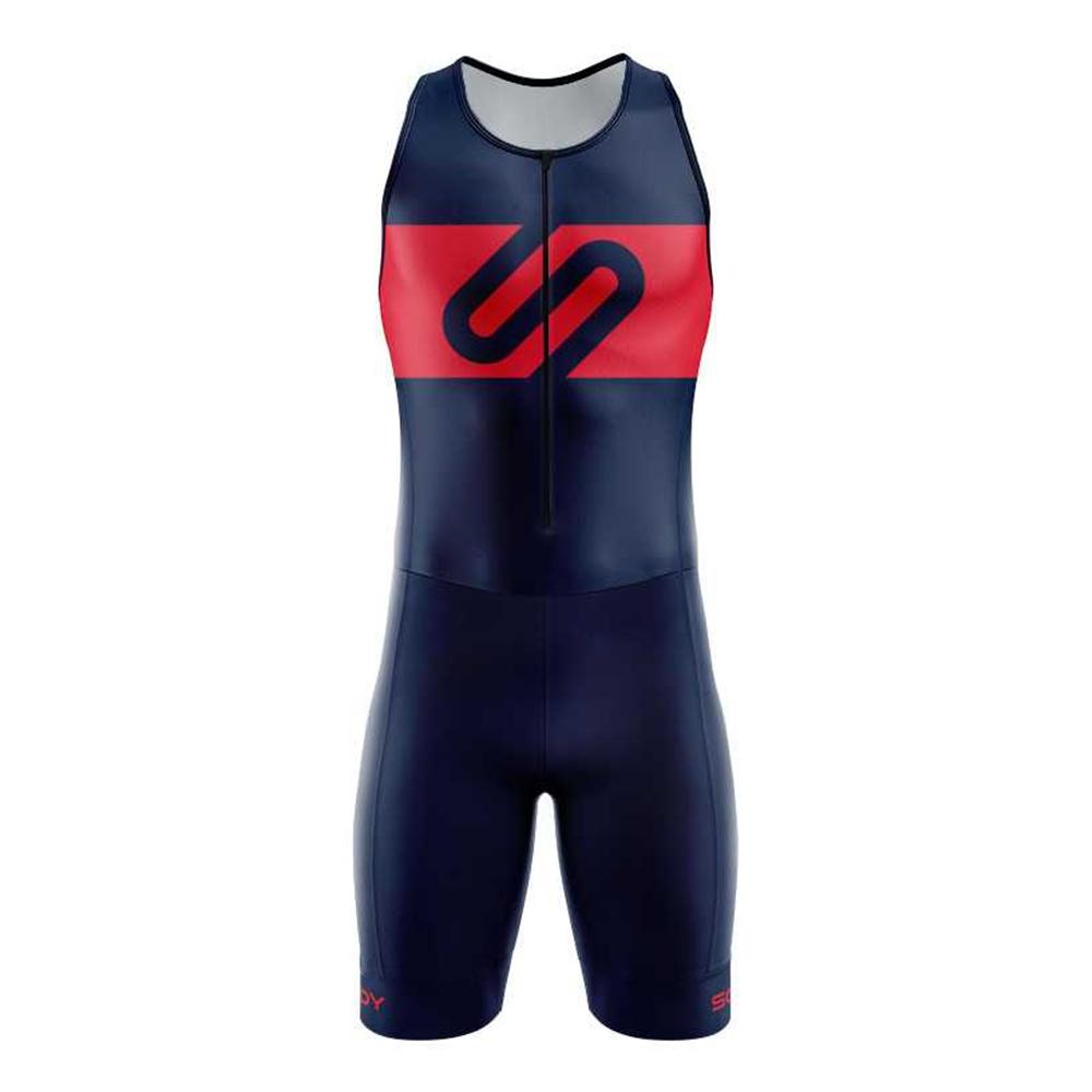 SCODY Herren Triathlonanzug Trisuit Race Skinsuit Radsport Speed Suit Ärmelloser Overall Italienische Schnelltrocknende Polsterung Laufsets