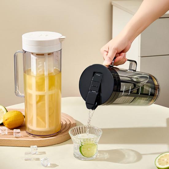 Large Cold Water Pitcher, 2000ml Flip Lid Dispenser for Fridge Side Door, BPA-Free Leakproof Jug with Infuser for Fruit Tea