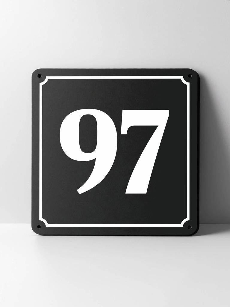 Metal House Number Sign, Black White Contrast, Outdoor Wall Decor for Home Street