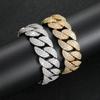 BES Fashion Gold Plated Chunky 22mm Miami Bubble Cuban Chain Bracelet Iced Out Baguette Zirconia Cuban Link Bracelet for Men