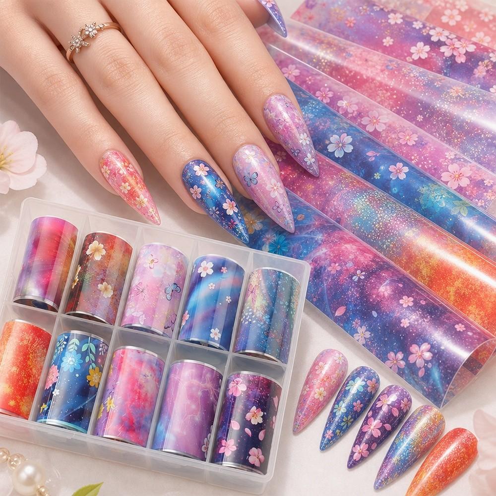Flower Nail Foils The Starry Sky Nail Art Stickers Professional Nail Stickers  Manicure DIY