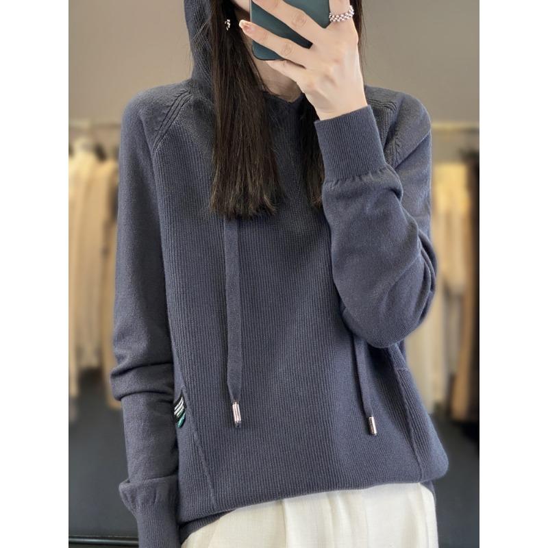 Thickened Warm Hoodie Autumn and Winter New Loose Hooded Knitted Sweater Women's Versatile Soft Waxy Sweater Jacket Tide