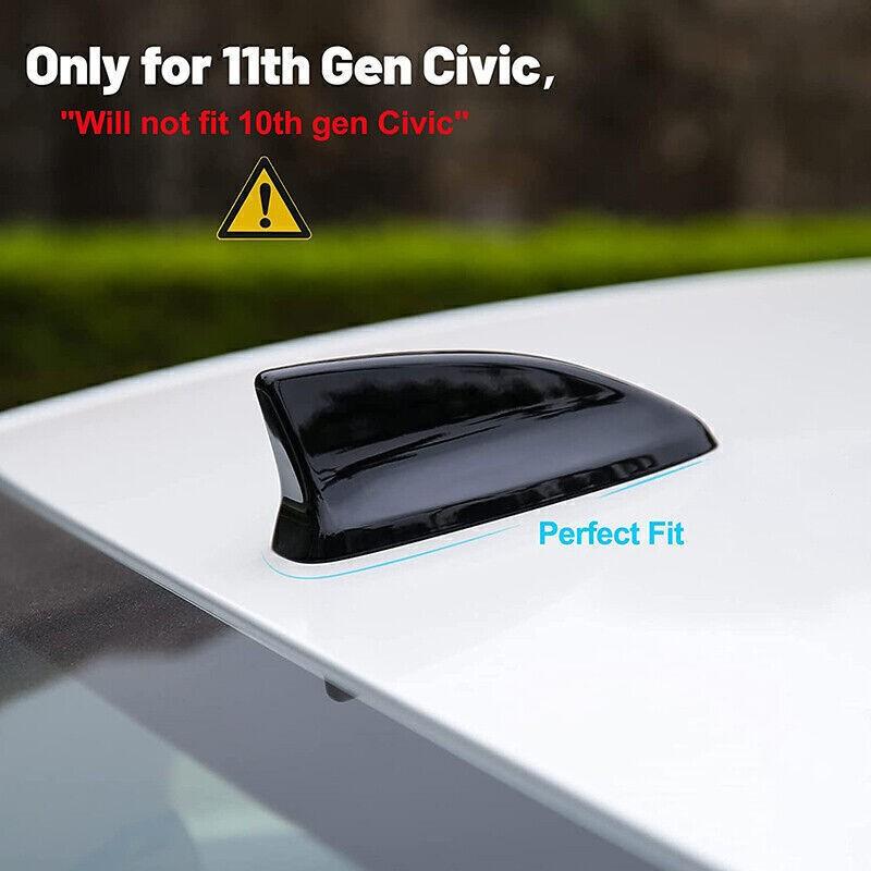 Glossy Black Shark Fin Antenna Decorative Cover Trim for Honda Civic 11th 22-up