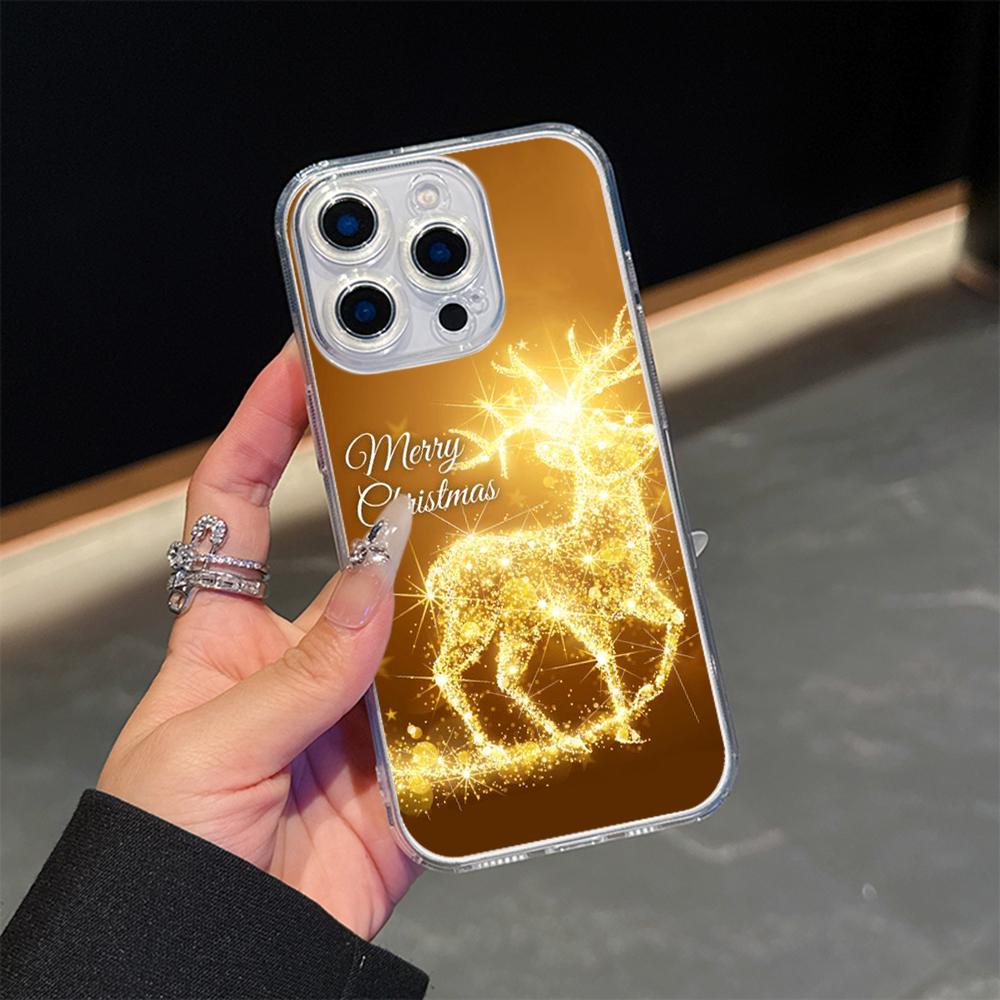 Ae121 Merry Christmas Santa Design Art Magsafe Transparent Cases for Samsung S23 S24 Ultra S21 FE iPhone16 Pro Max Magnetic Wireless Charge Back Cover