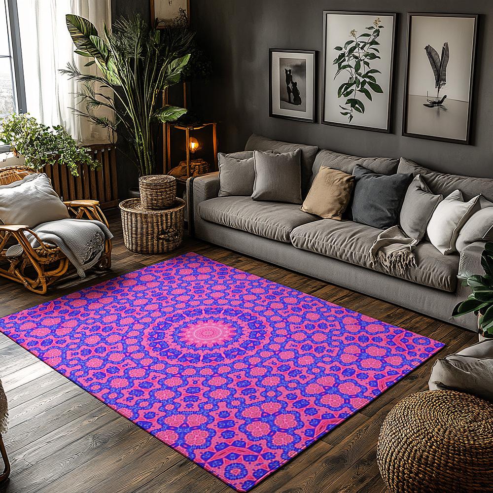 

Floral Area Rug Washable Non Slip Indoor Outdoor Carpet Modern Abstract Pattern Home Decor Living Room Bedroom Floor Mat 60cm x 90cm