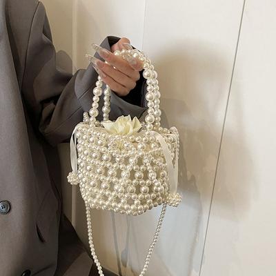 Neue Frühling Sommer Mode Perlen Gewebte Eimer Tasche Damen Umhängetasche Elegante Perlen Handtaschen Lässige Tägliche Schultertaschen