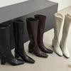 European and American Square Head Thick Root Knight Boots But Knee Long Boots Thin Boots Women's 2025 Autumn and Winter New Versatile Tall Tube