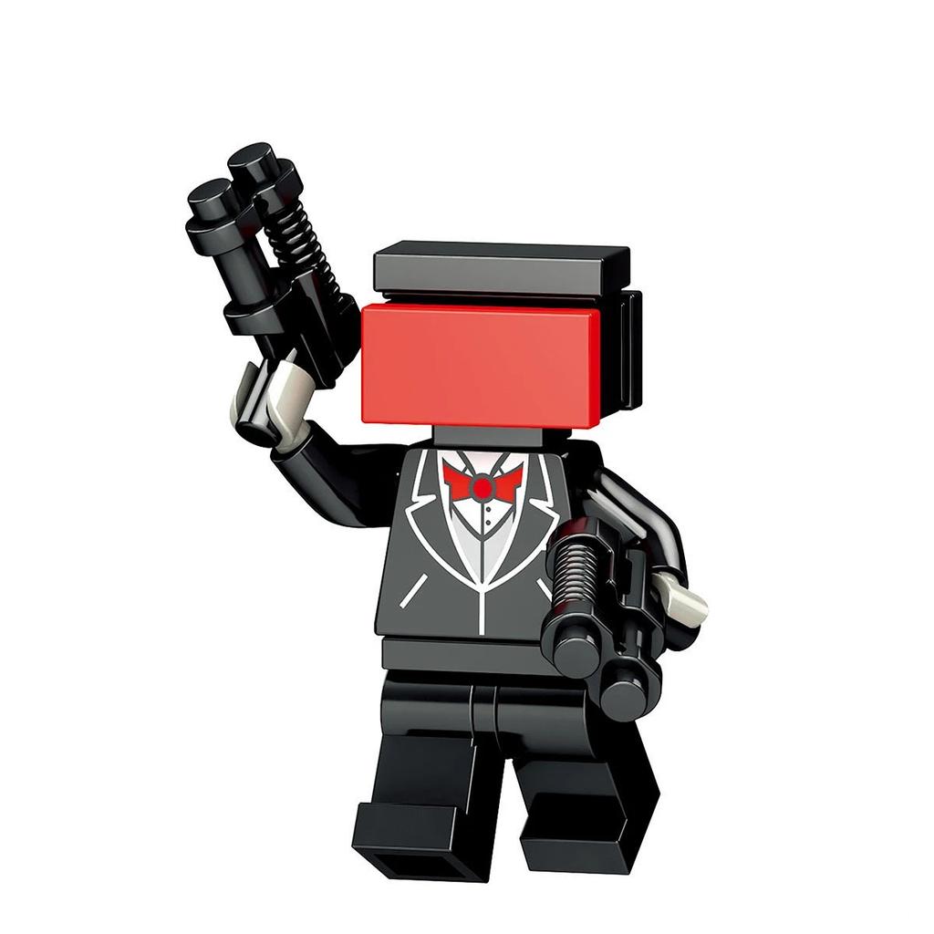 Muž na záchodě Sleduje Muže Sestavujícího Stavebnice