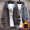 Men's Fleece-Lined Hooded Jacket: Autumn & Winter Warm Knit Cardigan, Loose Fit, Plus Size Sweater