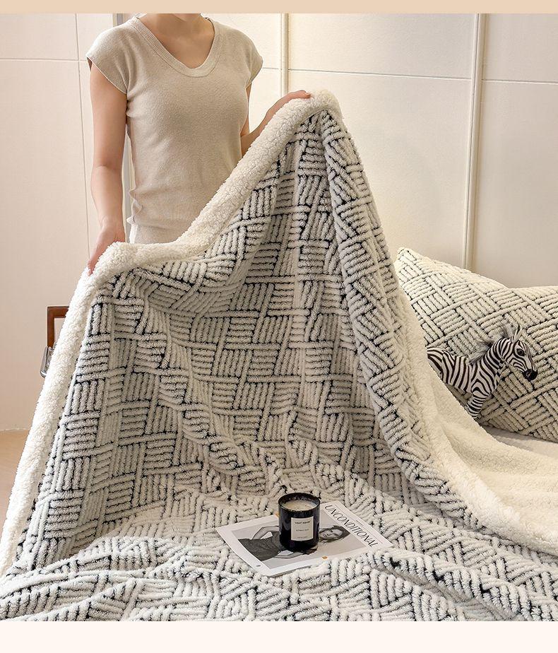 G5Z Warme Winter-Doppelseitige Fleecedecke mit Verdicktem Milchvelours und Lammwolle