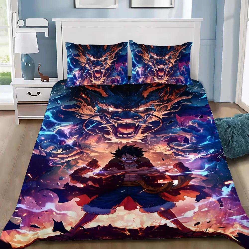 Anime Duvet Cover Pillowcase O-Ones Pieces Bedding Set Luffys Adult Boy Girl Bedroom Decoration Children Gift Single Double Size