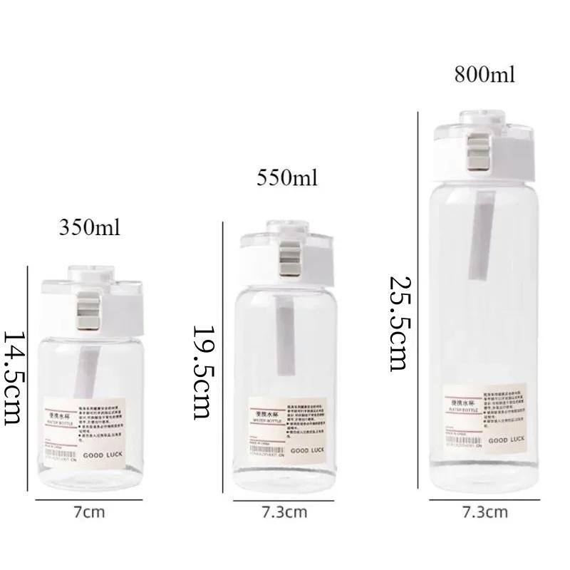 350/800ml Portable Plastic Water Bottle Transparent Outdoor Leak Proof Minimalist Cup For Camping Gym Travel With Handle Cups