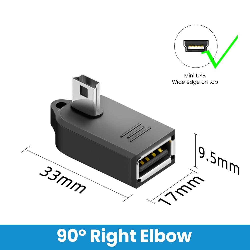 Right Angle Mini USB to USB OTG Adapter USB 2.0 Mini USB Male to USB A Female Converter 90 Degree OTG Adapter for Car MP3 Camera 3