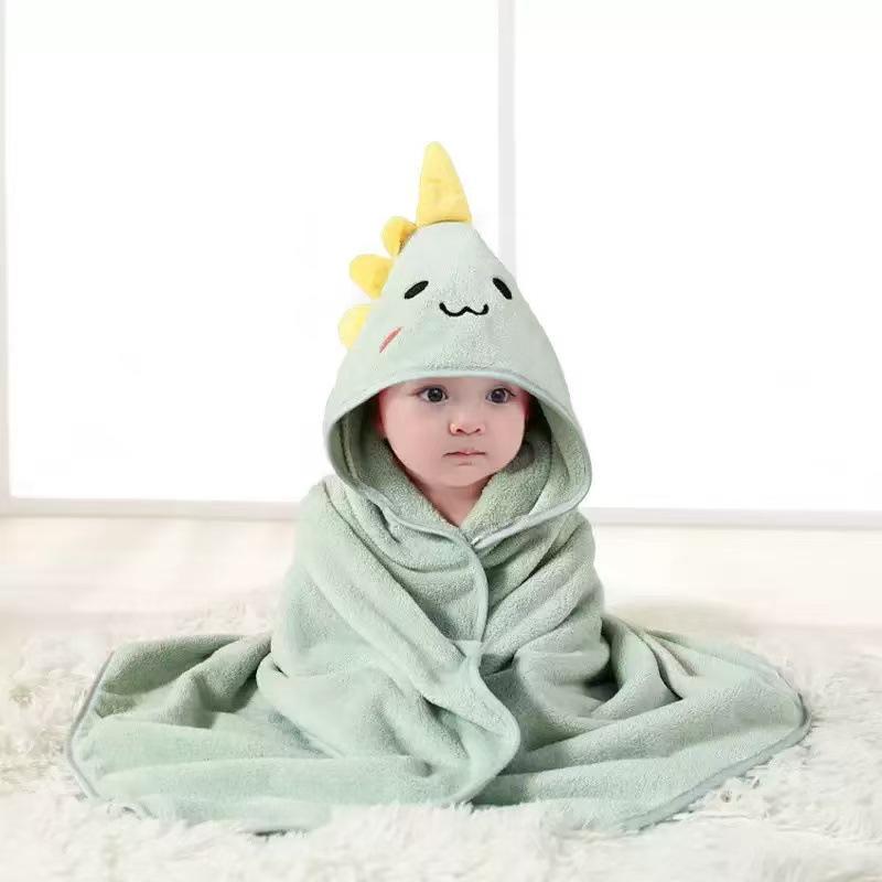 Children's Quick-Drying Coral Fleece Hooded Bathrobe Cloak Towel
