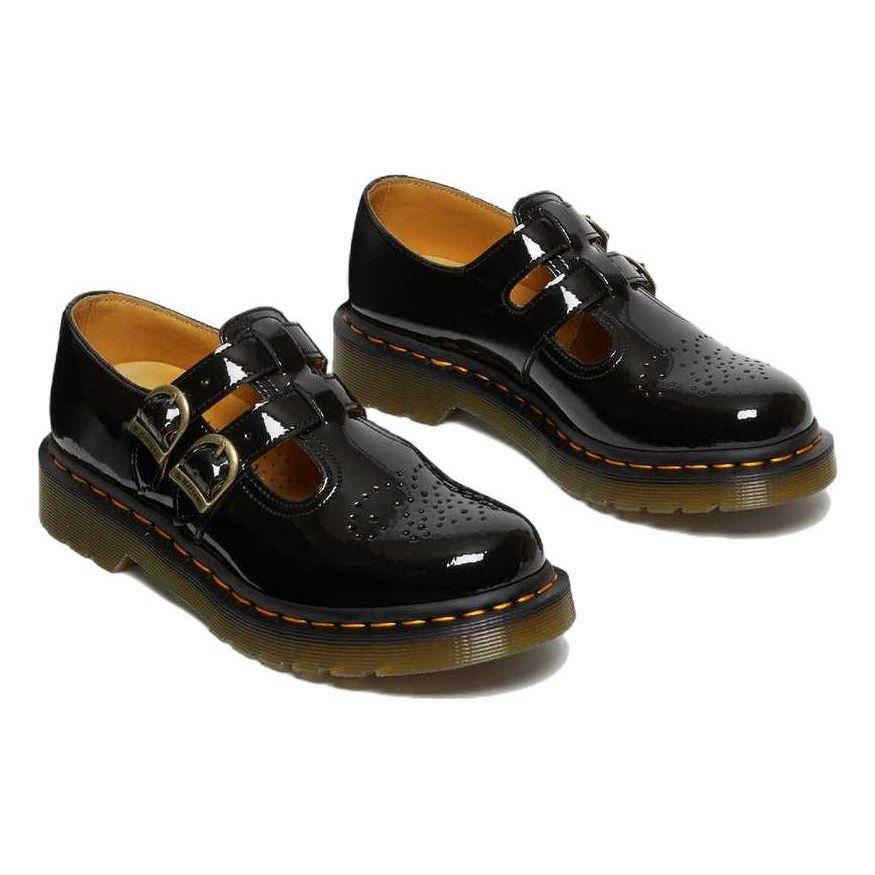 Dr. Martens Leather Adjustable Buckle Flat Shoes Women shoes Black 12916002