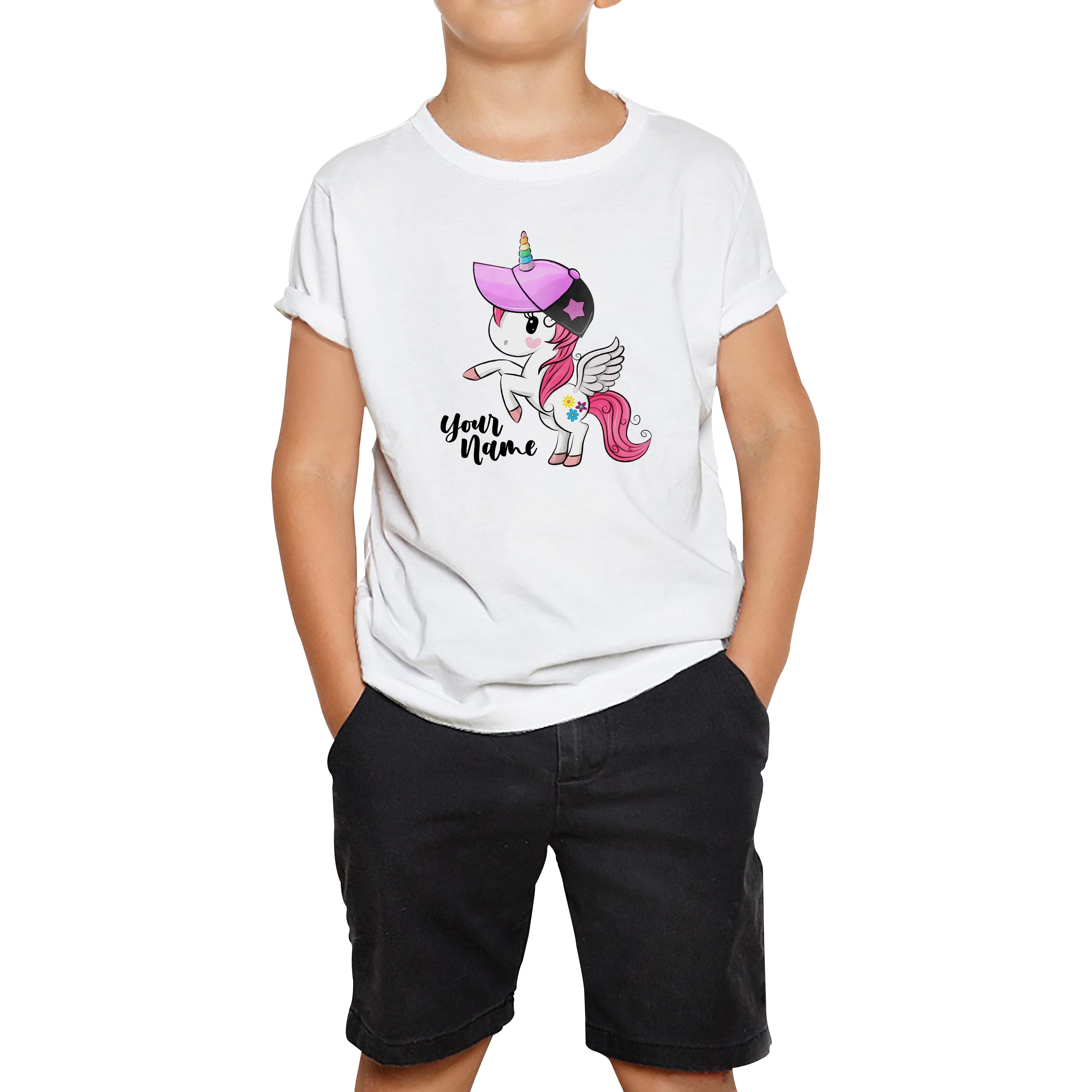 

Personalised Your Name Little Unicorn Horse Kids T Shirt 110