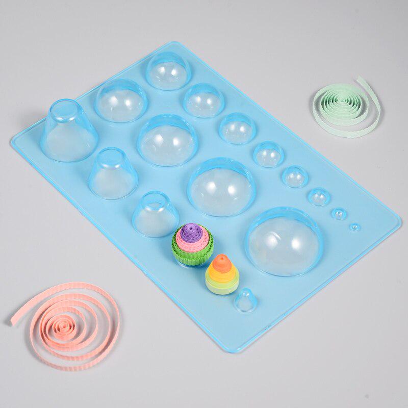 2 Mini Stampi Per Quilling 3D - Forma A Cupola Concavo Convessa In Plastica ABS (185x125 Mm) - 3