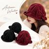 Warm Construction Vintage Bucket Hat Cold Resistant Bow Bucket Hat Women's Bucket Hat Outdoor Wear